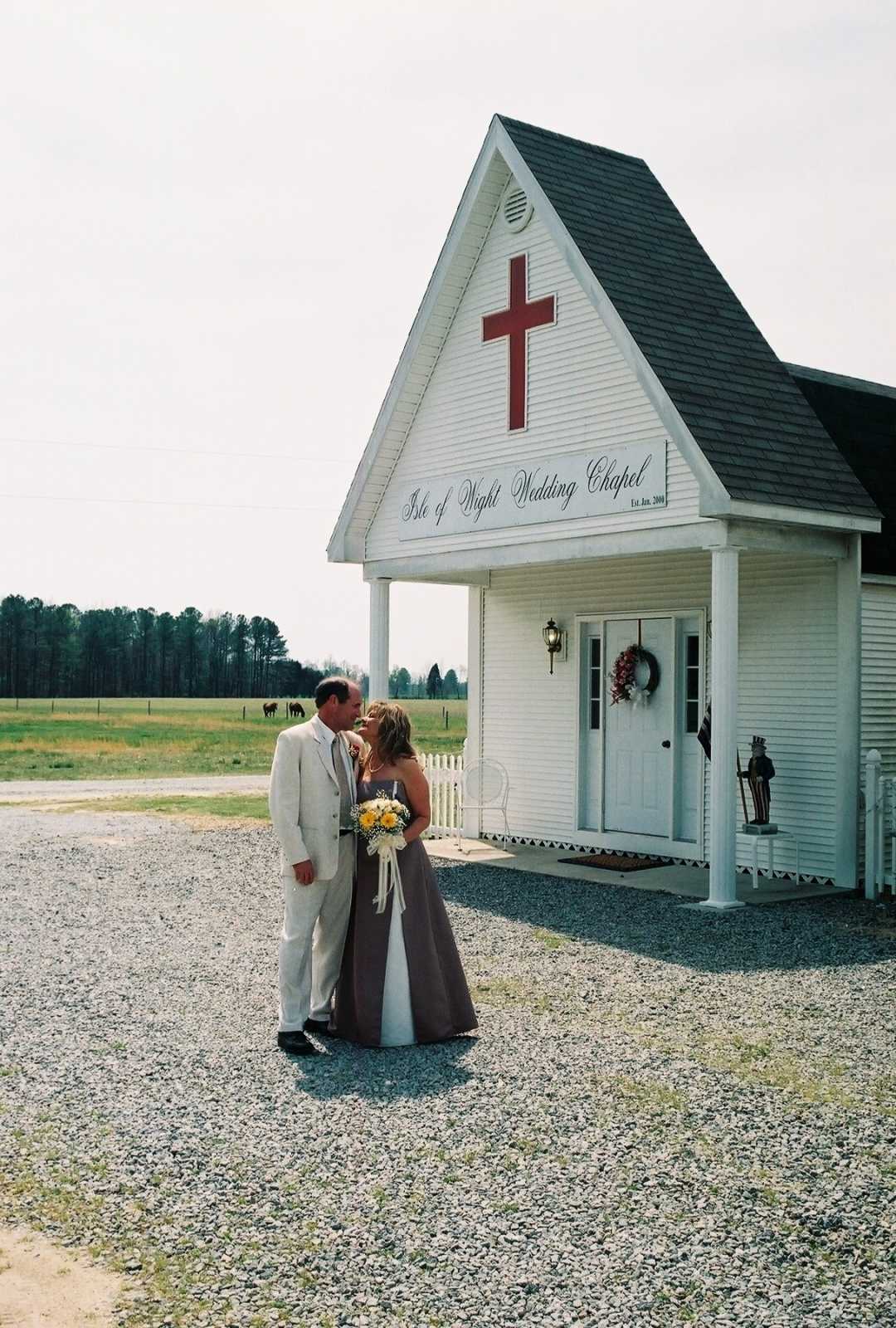 Couple in front of church